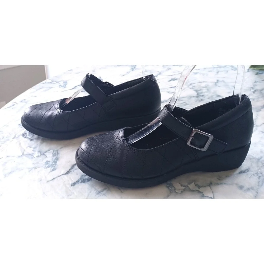 Rachel Shoes Mary Jane Girls Size 4 Black Quilted Buckle Strap Dress‎ Shoes